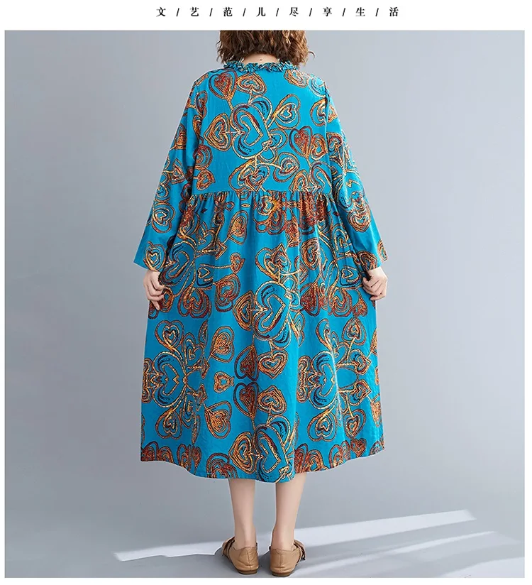 uzun kollu pamuk keten vintage çiçekli elbiseler kadınlar için rahat gevşek kadın bahar sonbahar elbise zarif giysiler 2021 1