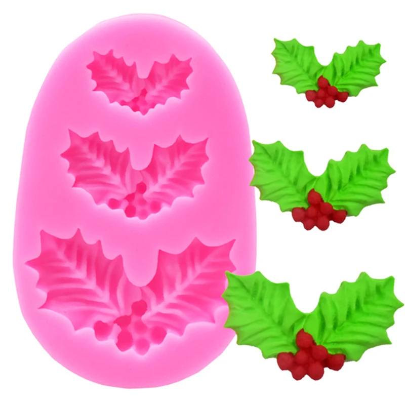 Yeni Fondan Kek silikon kalıp Noel Yaprakları Ters Şekillendirme Çikolata Mutfak Dekorasyon Araçları Kek Kalıbı 1