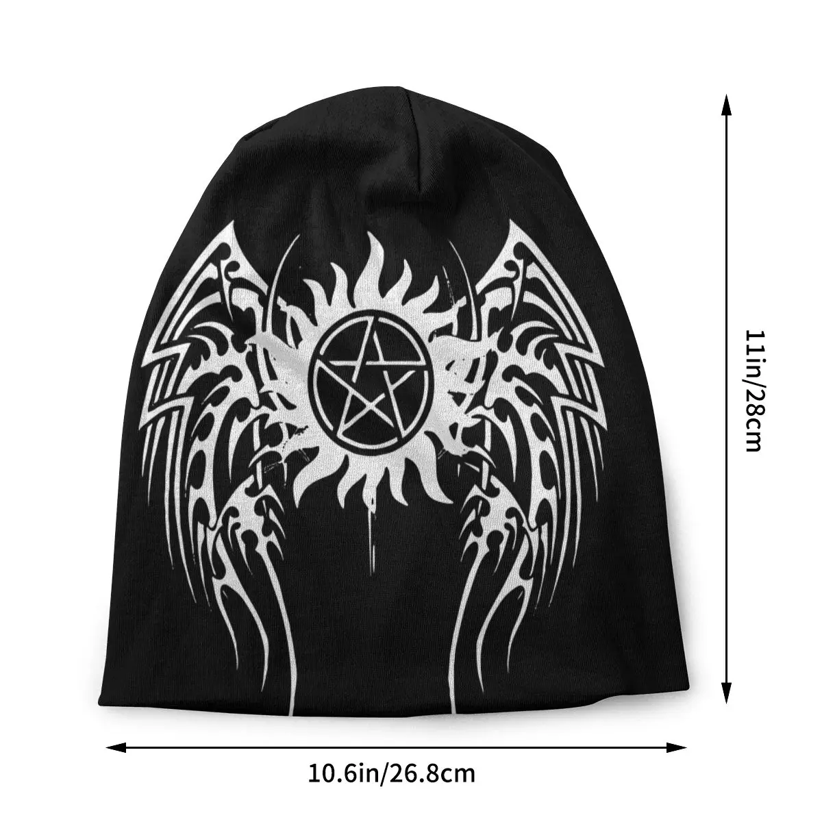 Supernatural Lucifer Siyah Şeytan Şeytan Şeytan Kap Vintage Kayak Skullies bere şapkalar Kadın Termal Elastik Kaput Örme Şapka 1