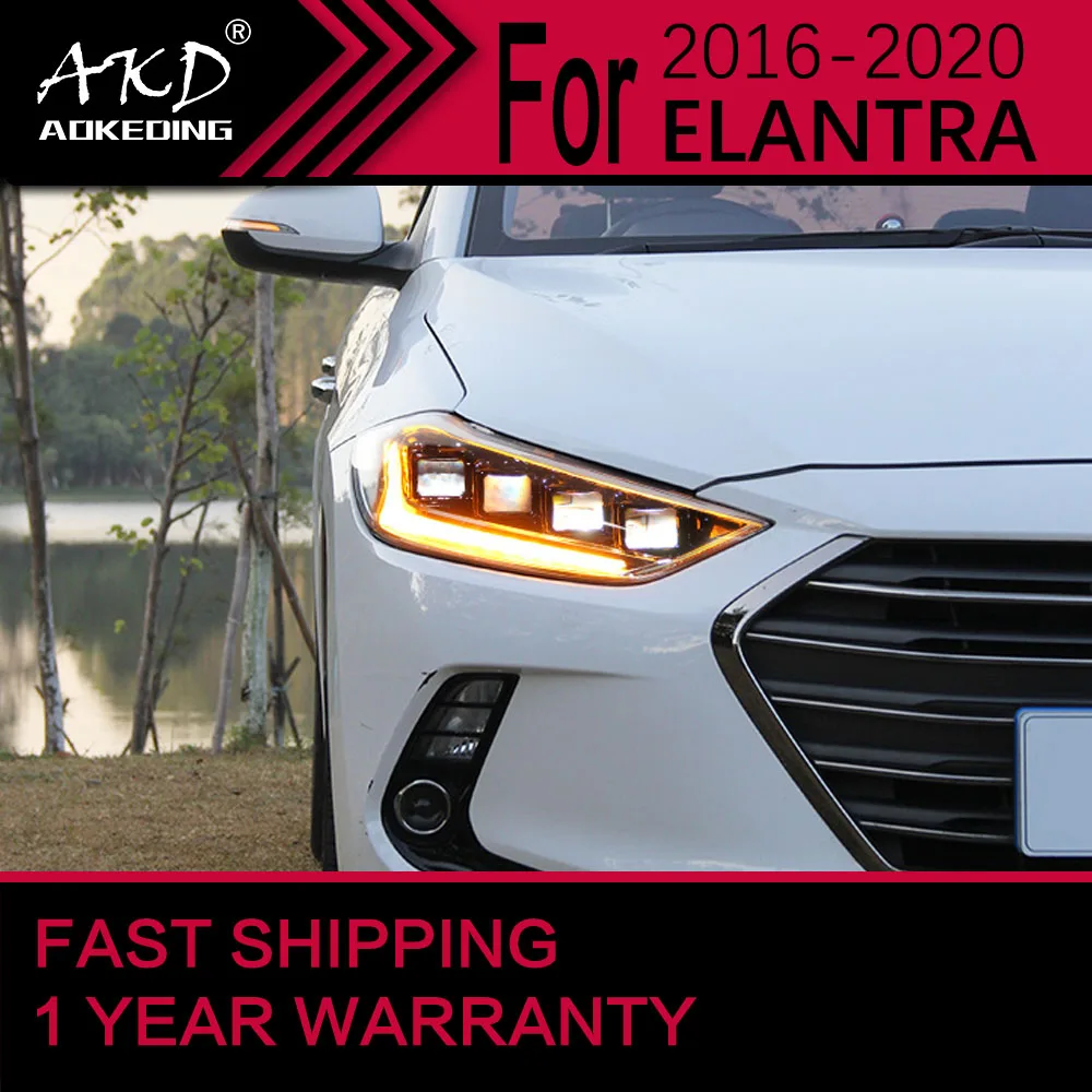 Araba ışıkları Hyundai Elantra için LED Far 2016-2020 Elantra Kafa lambası Drl projektör Lens Otomotiv Aksesuarları 2
