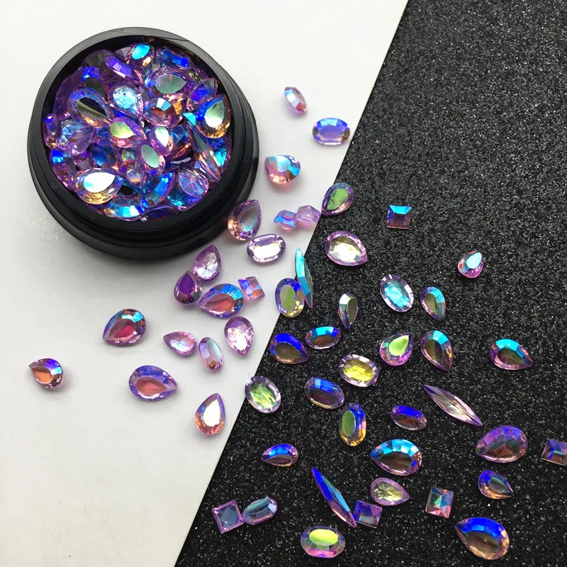Tırnak Aurora Ab kristal cevheri Taklidi Dekorasyon Senfoni Reçine Nail Art İpucu Boncuk Lehçe Manikür Takı Charm Taş 2