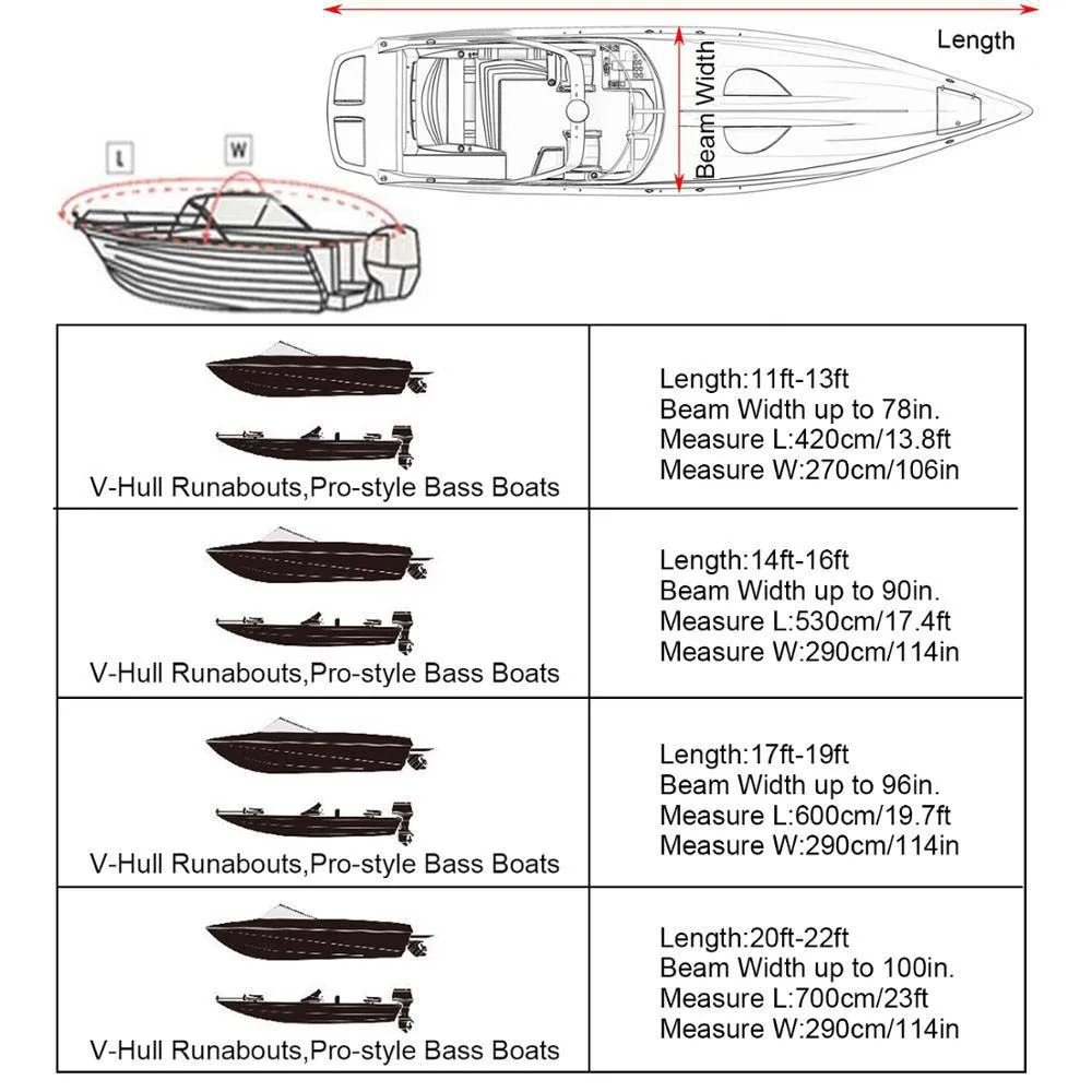 REKLAM Yat tekne örtüsü 11-22FT Barco tekne örtüsü Anti-UV Su Geçirmez Ağır 210D Deniz Trailerable Tuval Tekne Aksesuarları 2