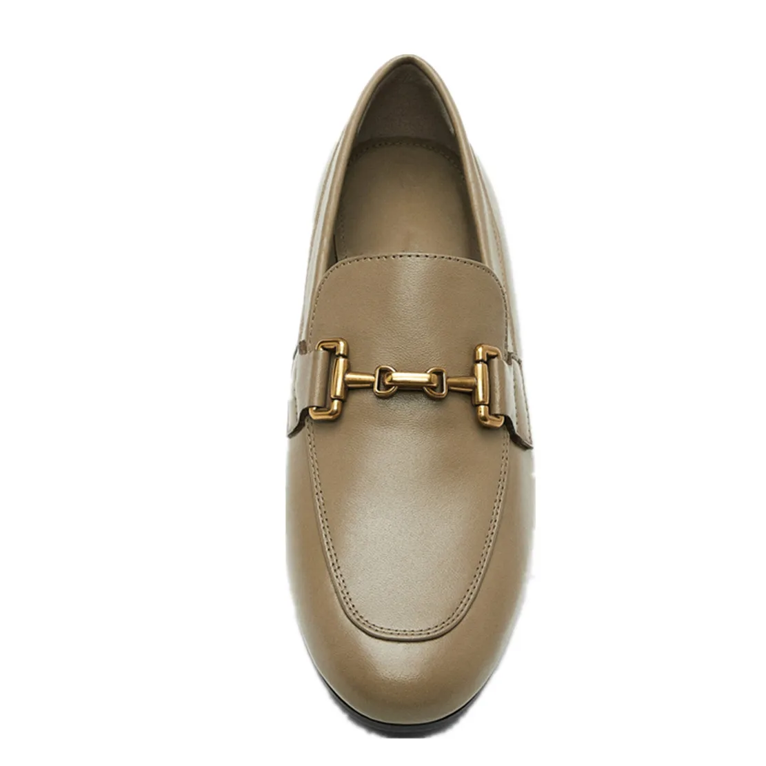 Dave & Di İngiltere Tarzı moda ayakkabılar Kadın Altın Toka Koyun Rahat Slip-On Loafer'lar Kadın Düz 2