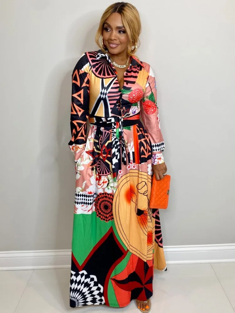 Elbise Africaine Femme Afrika Uzun Maxi Elbiseler Kadınlar İçin Dashiki Baskı Kıyafetler Fas Kaftan Dubai Müslüman Moda Abaya 2