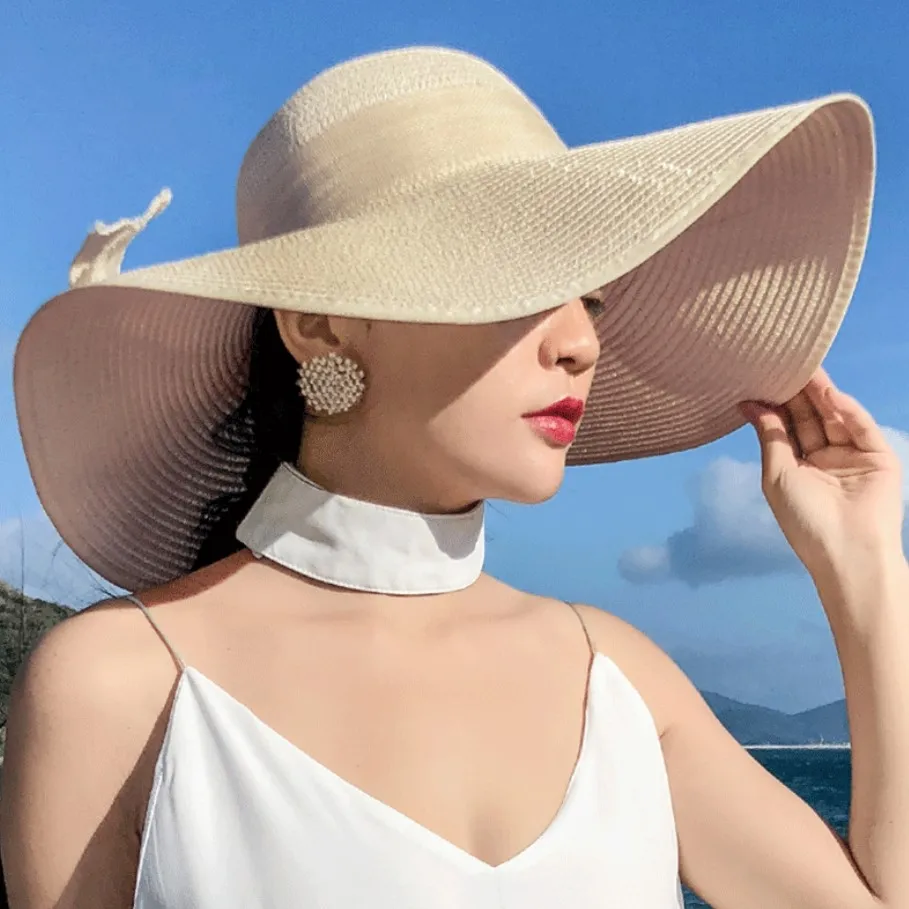 Kadın Yaz Plaj Hasır Şapka Kore Sahil Büyük Şapka Ağız Güneş Kremi Güneşlik Tatil Moda Büyük Serin Yay Şapka 3