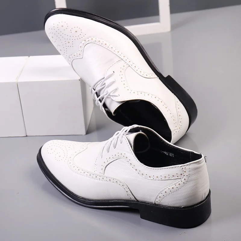 El işi Erkek Kanat Ucu Oxford Ayakkabı Hakiki Dana Derisi Deri Brogue Elbise Ayakkabı Klasik İş Resmi Ayakkabı Adam 3