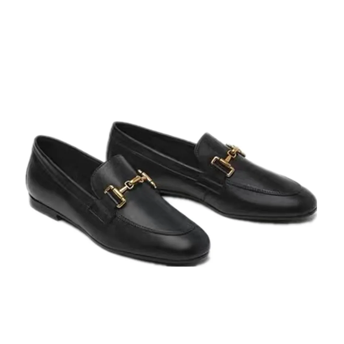 Dave & Di İngiltere Tarzı moda ayakkabılar Kadın Altın Toka Koyun Rahat Slip-On Loafer'lar Kadın Düz 3
