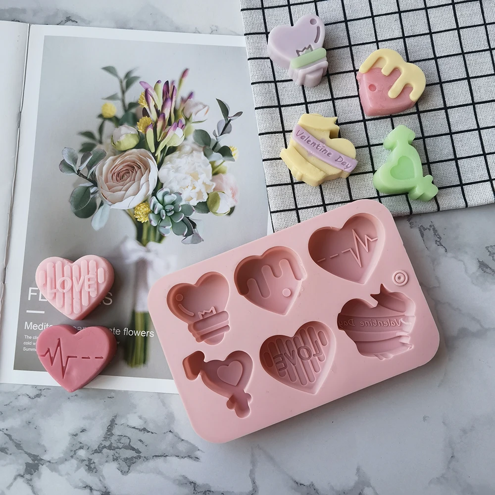 Melek Aşk Kalp Şekilli Silikon Çikolata Kalıp Kek Pişirme Araçları El Yapımı Sabun Mum Kalıp sevgililer Günü Dekoratif Hediye 3