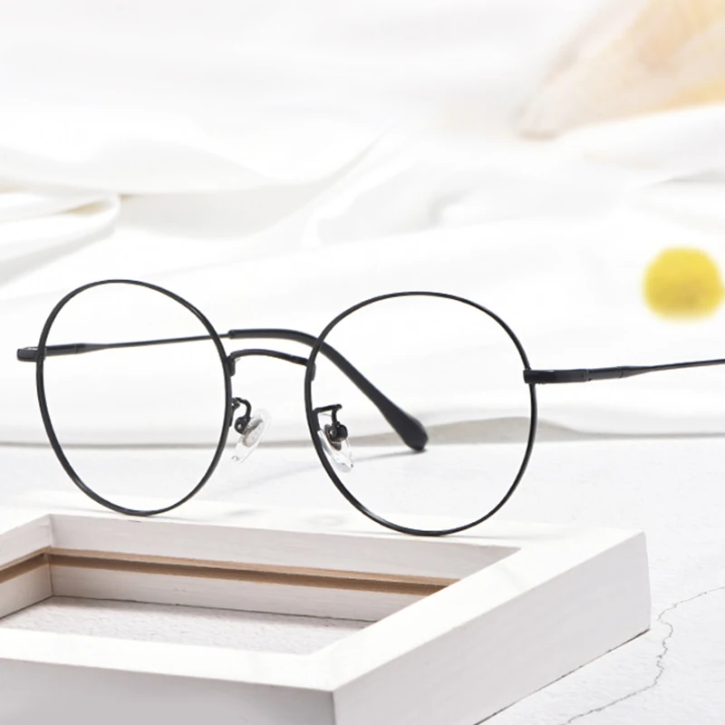 Yeni Moda Yuvarlak Gözlük Kadın Erkek Vintage Klasik Metal Düz Ayna Optik Gözlük Çerçevesi Unisex Görüş Bakım Gözlük 3