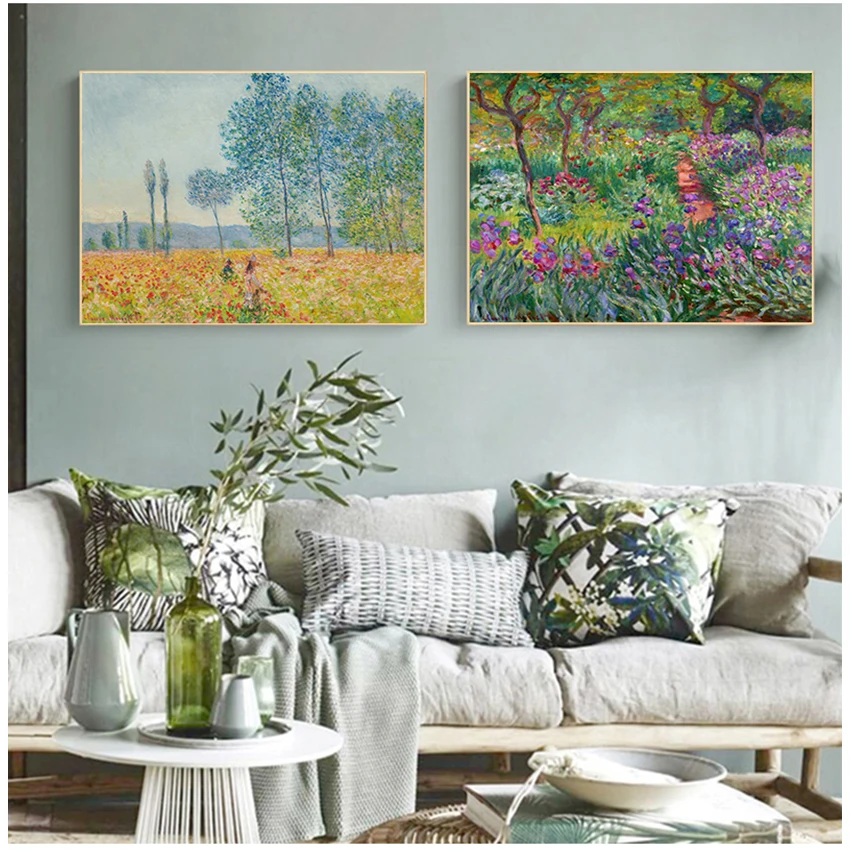 Claude Monet Kavak Haşhaş alanları Manzara Empresyonist Yağlıboya Posterler ve Baskılar Duvar Resmi Oturma Odası için 3