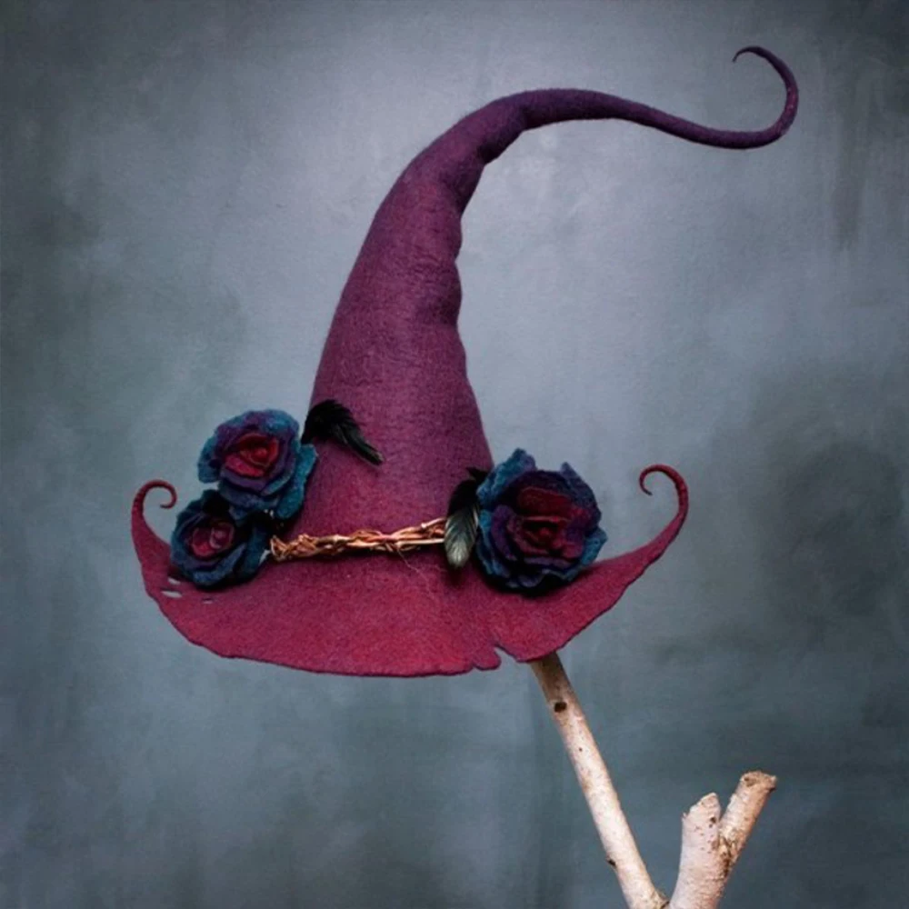 1 adet Yetişkin cadı şapkaları Masquerade Şerit Sihirbazı Şapka Kostüm Partisi Doğum Günü Cadılar Üst Sivri Kapaklar Cosplay Cadılar Bayramı Sahne 4