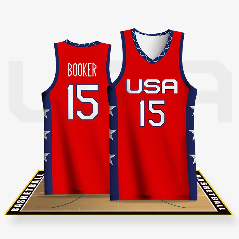 Basketbol formaları Erkekler İçin Tam Süblimasyon ABD Mektubu Baskılı Üniformaları Özelleştirilebilir Adı Logosu Hızlı Kuru Eğitim Eşofman Erkek 4
