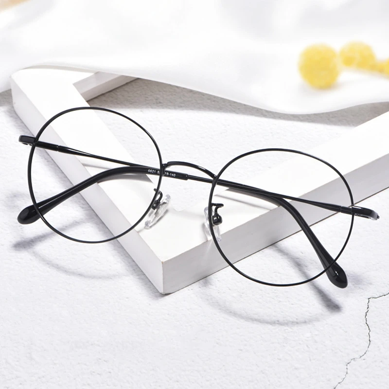 Yeni Moda Yuvarlak Gözlük Kadın Erkek Vintage Klasik Metal Düz Ayna Optik Gözlük Çerçevesi Unisex Görüş Bakım Gözlük 4