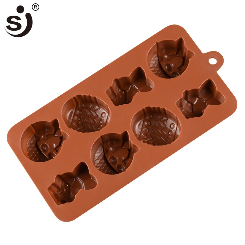 SJ silikon kalıpları çikolata pişirme hayvan paskalya yumurta şekilli şeker kek dekorasyon araçları ısıya dayanıklı fırın emniyet kek kalıpları 4