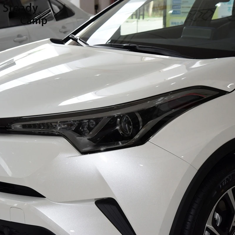 2 Adet Toyota CHR İçin 2018 2019 2020 AX10 Araba Far Tonu Füme Siyah koruyucu film Şeffaf TPU Sticker Aksesuarları 4