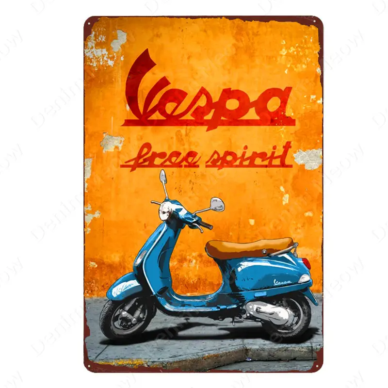 Vespa Retro Teneke Işaretleri Araba Motosiklet Metal sanat posterleri Bar Pub Garaj Duvar Dekorasyon Moto Clube Faro Eski Ev Dekor N301 4