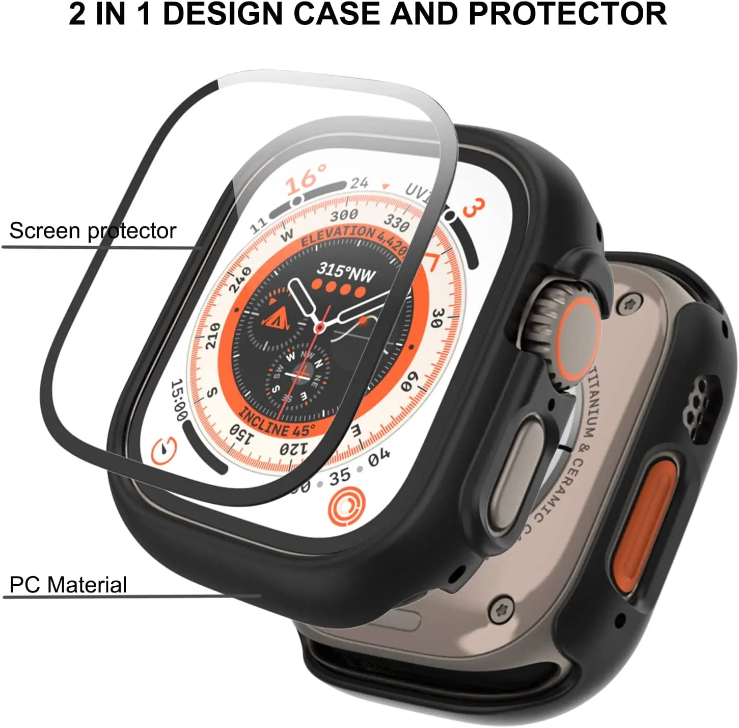 Cam + Kılıf Apple Ürünü İçin Ultra 49mm bant smartwatch PC Tampon + Ekran Koruyucu Temperli Kapak iwatch serisi Ultra Aksesuarları 5
