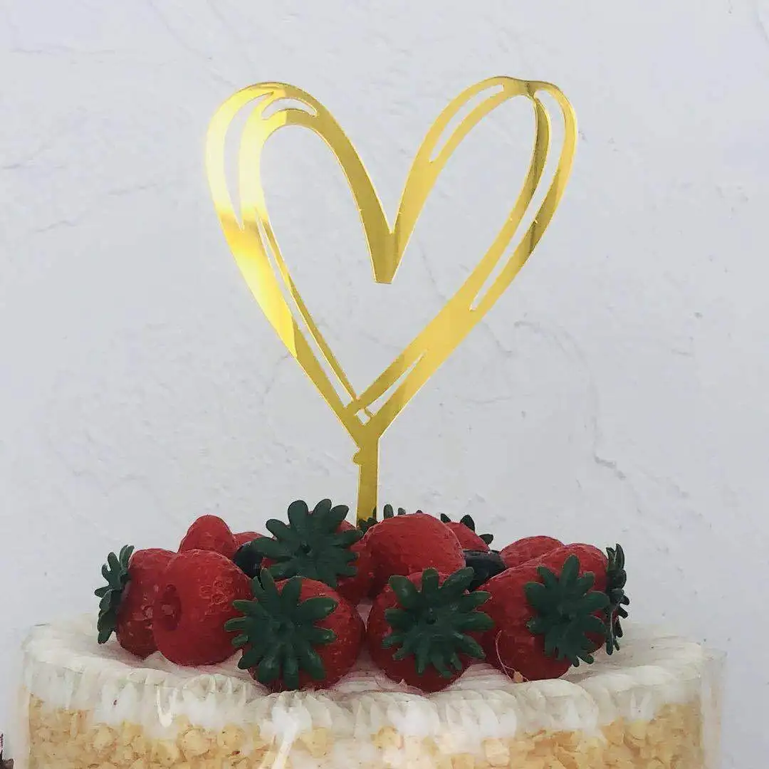 Yeni Akrilik Mutlu Doğum Günü Pastası Topper Altın sevgililer Günü Düğün Parti Kek Topper Dekorasyon Düğün Hediyesi Pişirme Malzemeleri 5