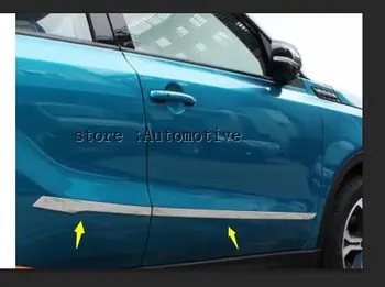 suzuki Vitara 2016 2017 için araba styling kapak dedektörü paslanmaz çelik Yan Kapı Gövde trim sopa Şeritler Kalıplama 4 adet