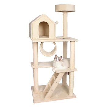 Çok katmanlı Kedi Ağacı Ahşap Kedi Kulesi Sisal Halat tırmalama sütunu Pet Kediler Yavru Tırmanma Çerçeve Kedi Evi JumpingToy 3