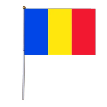 ücretsiz kargo xvggdg 100 adet 14 * 21cm Ulusal Bayrak Romanya el bayrakları plastik bayrak direği Polyester Baskı bayrağı